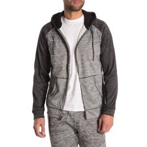 Burnside Heathered Colorblock Zip Fleece Hoodie